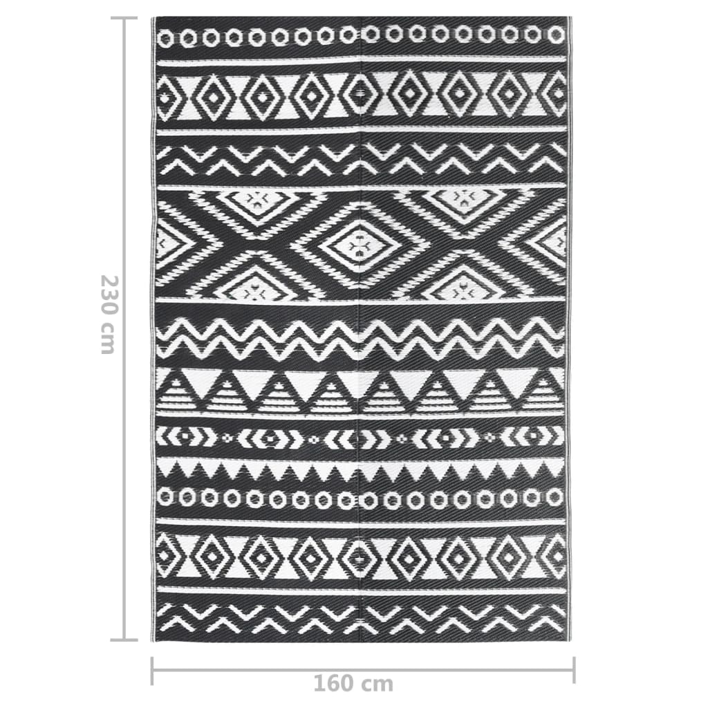 Tapis d'extérieur géométrique noir et blanc 160x230cm